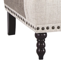 Wooden Accent Chair with Fabric and Faux Leather Upholstery,Gray and Cream  - BM207164