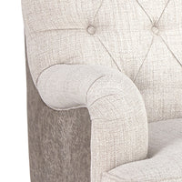 Wooden Accent Chair with Fabric and Faux Leather Upholstery,Gray and Cream  - BM207164