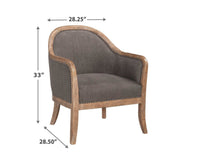 Wood and Fabric Accent Chair with Nail Head Trim, Brown - BM207165