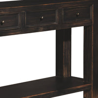 Wooden Sofa Table with Four Drawers and One Shelf, Weathered Black - BM207222