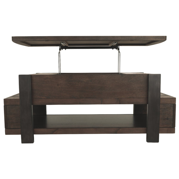 Wood and Metal Lift Top Coffee Table with Open Shelf, Brown - BM207230