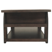 Wood and Metal Lift Top Coffee Table with Open Shelf, Brown - BM207230