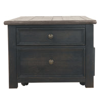 Wooden Lift Top Coffee Table with Drawers and Caster, Black and Brown - BM207232