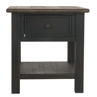 Wooden End Table with One Drawer and One Shelf, Brown and Black - BM207238