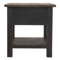 Wooden End Table with One Drawer and One Shelf, Brown and Black - BM207238