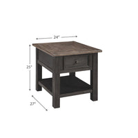 Wooden End Table with One Drawer and One Shelf, Brown and Black - BM207238