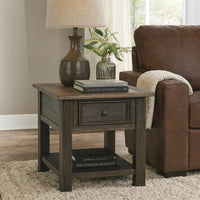 Wooden End Table with One Drawer and One Shelf, Brown and Black - BM207238