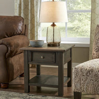 Wooden End Table with One Drawer and One Shelf, Brown and Black - BM207238