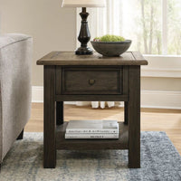 Wooden End Table with One Drawer and One Shelf, Brown and Black - BM207238