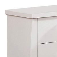 Wooden Nightstand with 2 Drawers and Curved Sides in White - BM207309