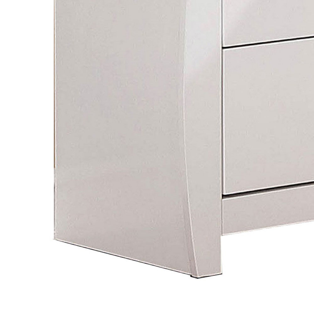 Wooden Nightstand with 2 Drawers and Curved Sides in White - BM207309