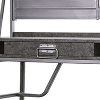 Corrugated Back Metal Frame Desk with USB Docks, Gray and Silver - BM207321