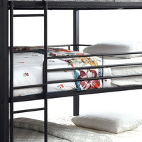 Industrial Style Queen Triple Decker Bunk Bed with Ladder, Black - BM207362