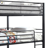Industrial Style Queen Triple Decker Bunk Bed with Ladder, Black - BM207362