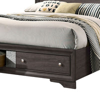Queen Bed with Plank Headboard and 2 Drawers, Brown and Silver - BM207367