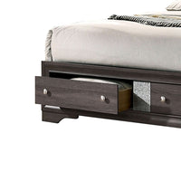Queen Bed with Plank Headboard and 2 Drawers, Brown and Silver - BM207367