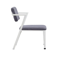 Metal Chair with Fabric Upholstery and Straight Legs, Gray and White - BM207434