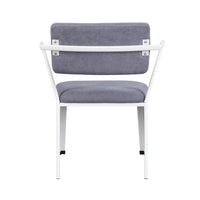 Metal Chair with Fabric Upholstery and Straight Legs, Gray and White - BM207434