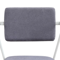 Metal Chair with Fabric Upholstery and Straight Legs, Gray and White - BM207434
