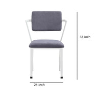 Metal Chair with Fabric Upholstery and Straight Legs, Gray and White - BM207434
