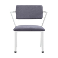 Metal Chair with Fabric Upholstery and Straight Legs, Gray and White - BM207434