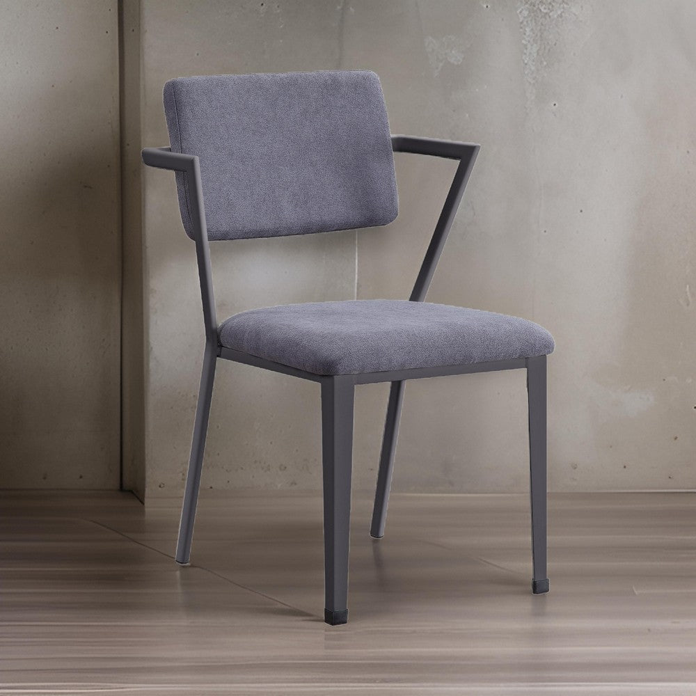 Metal Chair with Fabric Upholstered Seat and Back, Gray - BM207438