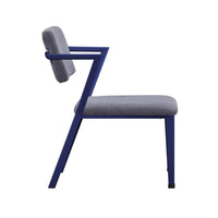 Fabric Upholstered Metal Base Chair with Flared Armrest, Blue and  Gray - BM207442