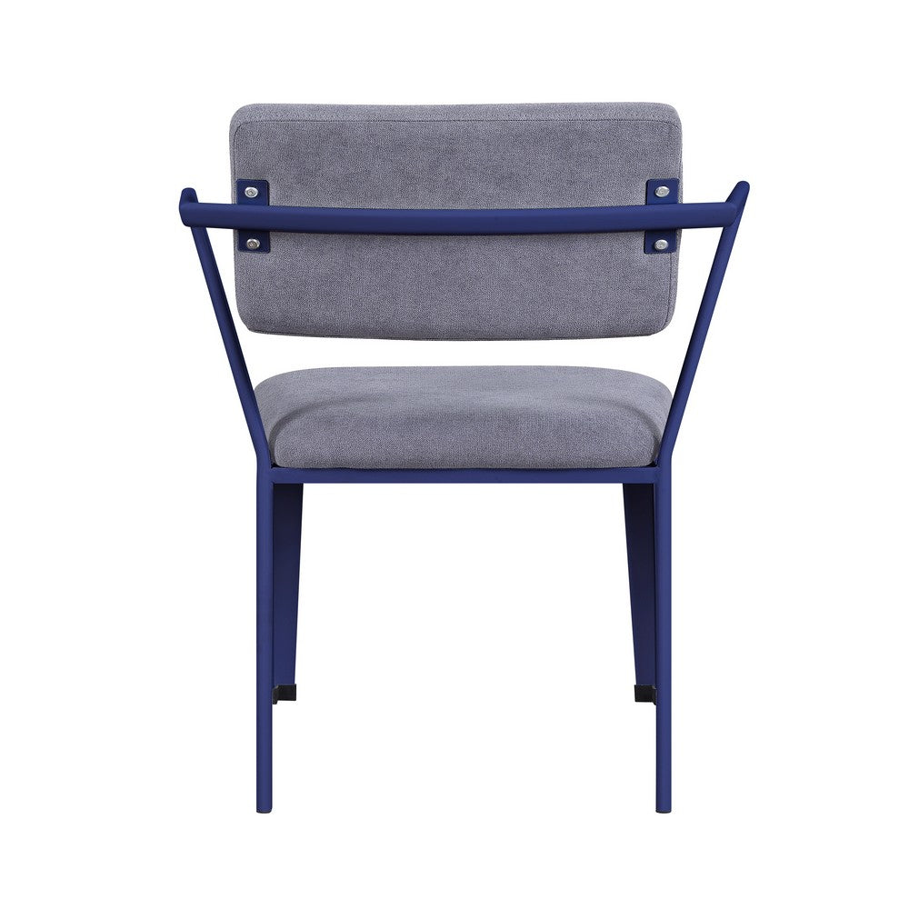 Fabric Upholstered Metal Base Chair with Flared Armrest, Blue and  Gray - BM207442