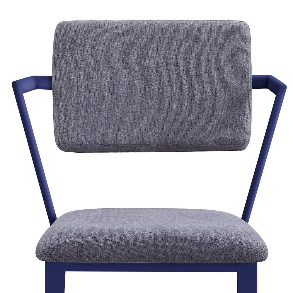 Fabric Upholstered Metal Base Chair with Flared Armrest, Blue and  Gray - BM207442