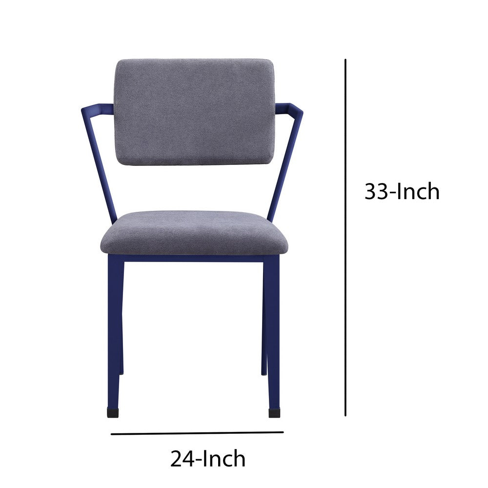 Fabric Upholstered Metal Base Chair with Flared Armrest, Blue and  Gray - BM207442