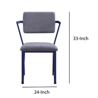 Fabric Upholstered Metal Base Chair with Flared Armrest, Blue and  Gray - BM207442