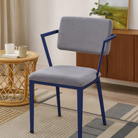 Fabric Upholstered Metal Base Chair with Flared Armrest, Blue and  Gray - BM207442