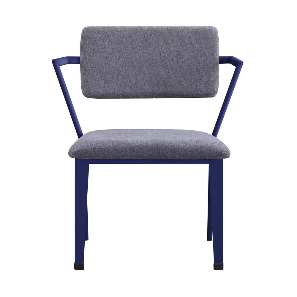 Fabric Upholstered Metal Base Chair with Flared Armrest, Blue and  Gray - BM207442