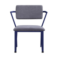 Fabric Upholstered Metal Base Chair with Flared Armrest, Blue and  Gray - BM207442