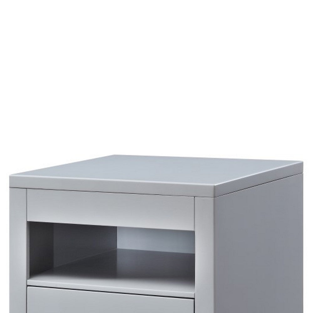 Transitional Style Wooden End Table with 1 Drawer, Gray and Black - BM207458