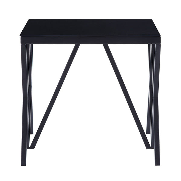 Contemporary Style Metal End Table with Geometric Base, Black - BM207461