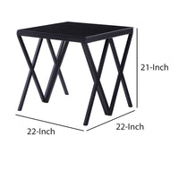 Contemporary Style Metal End Table with Geometric Base, Black - BM207461