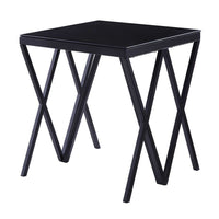 Contemporary Style Metal End Table with Geometric Base, Black - BM207461