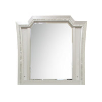 Elegant Mirror with Crystal Sparkling Trim and Led Lights, Silver - BM207487