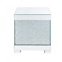 Contemporary Square Wooden End Table with Faux Crystal Inlays, Silver - BM207522