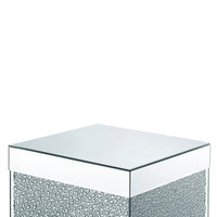 Contemporary Square Wooden End Table with Faux Crystal Inlays, Silver - BM207522