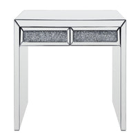 Console Table with Two Storage Drawers and Faux Diamond Inlay, Silver - BM207523