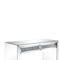 Console Table with Two Storage Drawers and Faux Diamond Inlay, Silver - BM207523