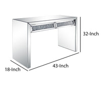 Console Table with Two Storage Drawers and Faux Diamond Inlay, Silver - BM207523