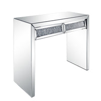 Console Table with Two Storage Drawers and Faux Diamond Inlay, Silver - BM207523