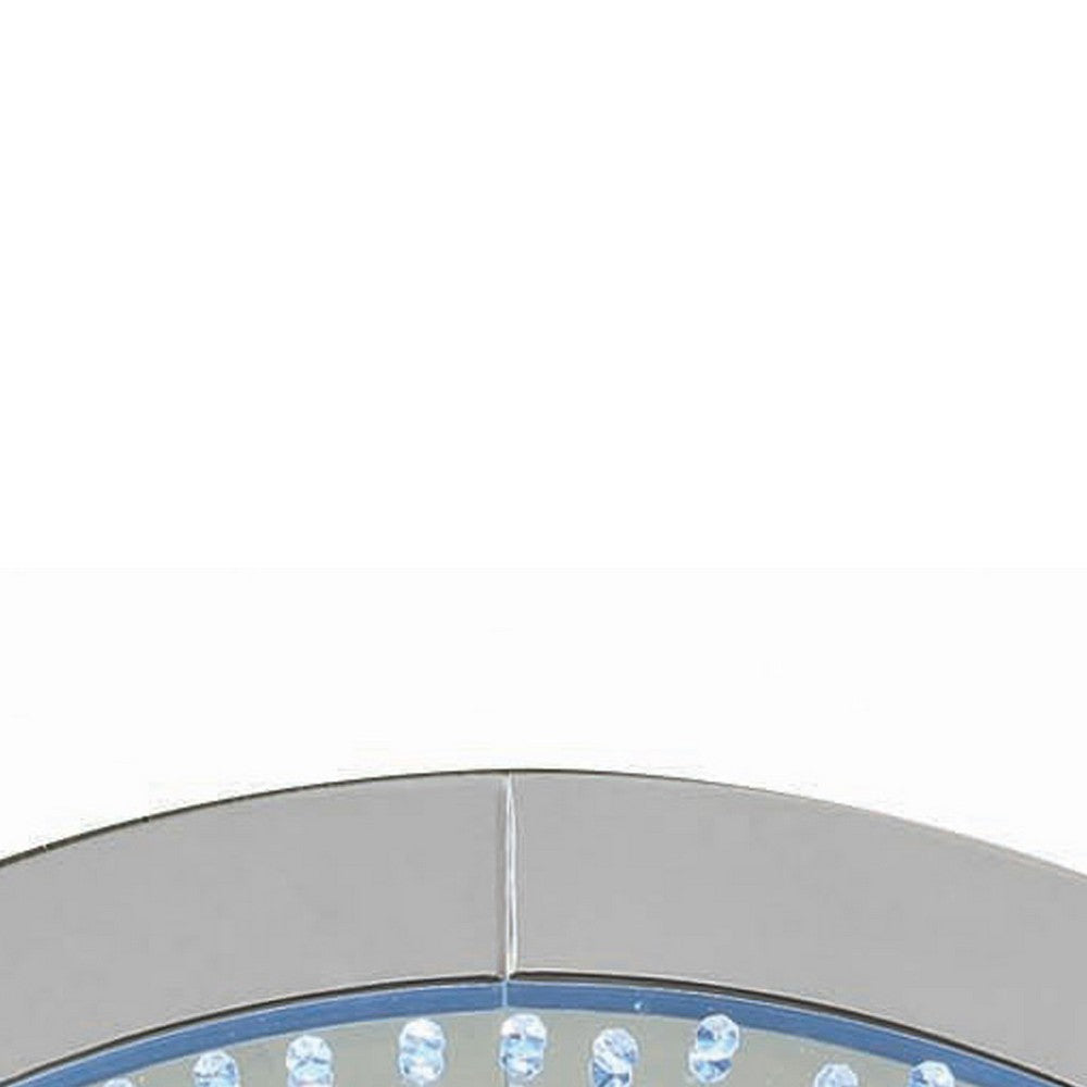 Round Accent Wall Decor with LED Bulb and Beveled Edges, Silver - BM207527