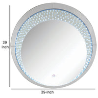 Round Accent Wall Decor with LED Bulb and Beveled Edges, Silver - BM207527