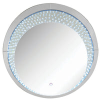 Round Accent Wall Decor with LED Bulb and Beveled Edges, Silver - BM207527