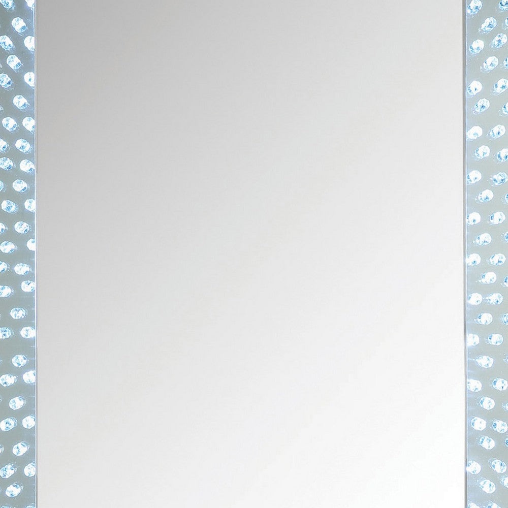 Rectangular Accent Wall Decor with LED Bulb and Beveled Edges, Silver - BM207528