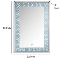 Rectangular Accent Wall Decor with LED Bulb and Beveled Edges, Silver - BM207528